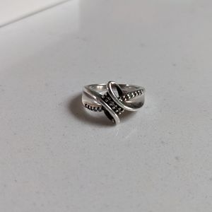 Sterling silver ring with diamond accents